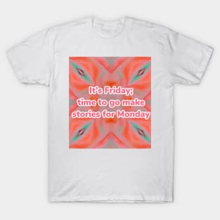 Peach and teal “it’s Friday” abstract pattern T-Shirt